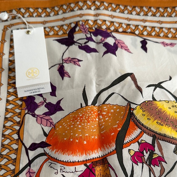 Tory Burch Orange and Cream Patterned Scarf - Picture 4 of 9